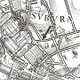Historian Peter Oersted thinks that Caesars house in the Subura was here (Map from 200 A.D.) The Argiletum is todays Via Cavour. Close to the Porta Esquilina with the worst slums of Rome. Sure Caesar was part of the <i>nobiles</i>, but he lived near the Populus Romanus.