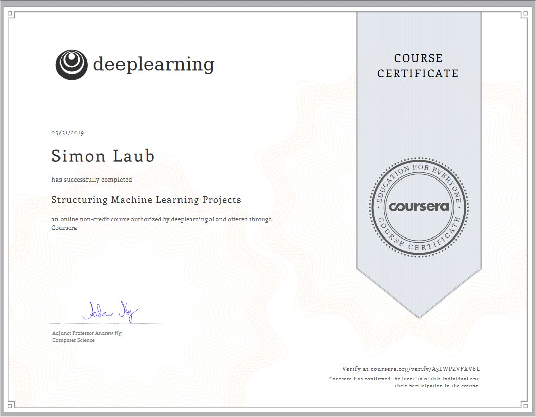 Simon Laub, Deeplearning AI Online Certificate. Structuring ML Projects