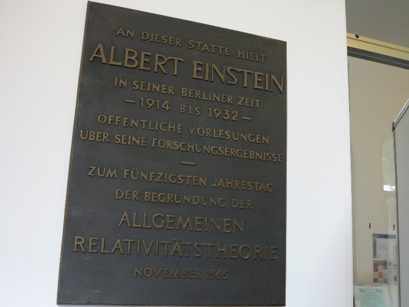 Albert Einstein memorial sign. Main building, Humboldt University.