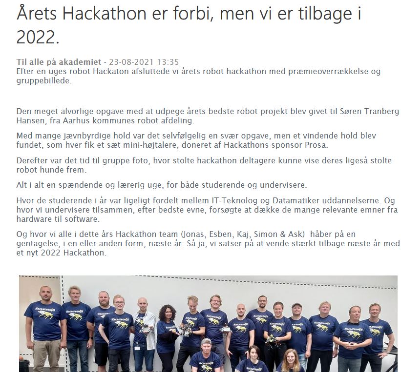 Eaaa Robot Hackathon, 2021. Eaaa Intranet.