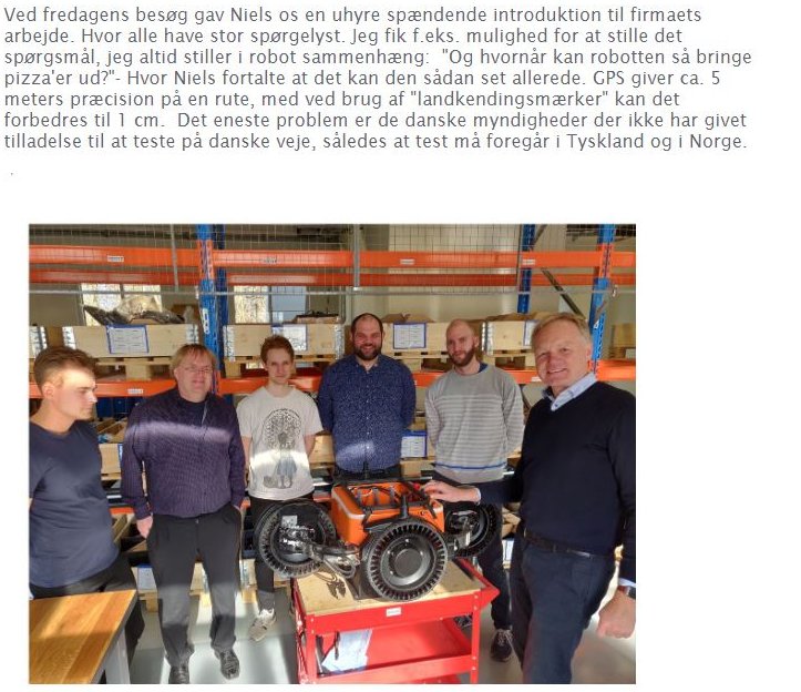 Visit to Capra Robotics. On the right CEO Niels. Along with me, and PBA students Kristoffer, Steffen, Christian and Ulrich.