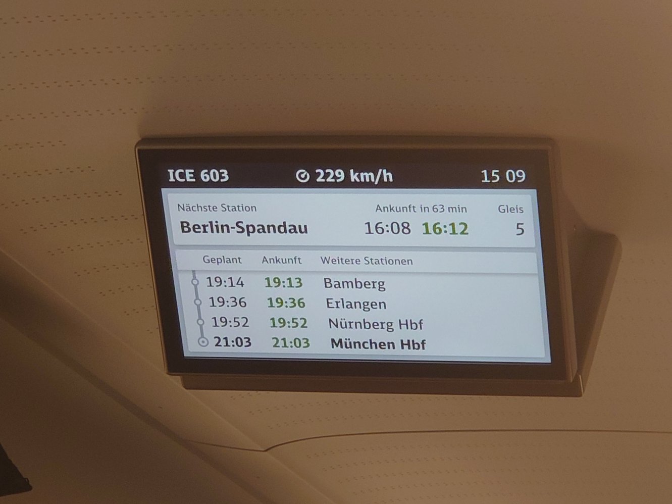 ICE. Hamburg - Berlin. Inside train. En route.