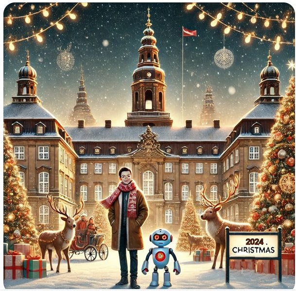Christiansborg castle. Christmas card from DallE. Generated December 2024. Christiansborg castle. Christmas card from DallE. Generated December 2024.