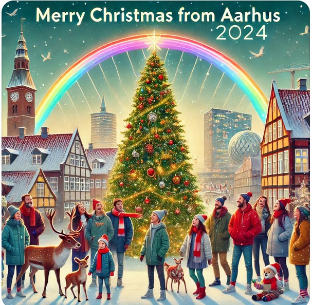Aarhus Christmas card from DallE. Generated December 2024. Aarhus Christmas card from DallE. Generated December 2024.