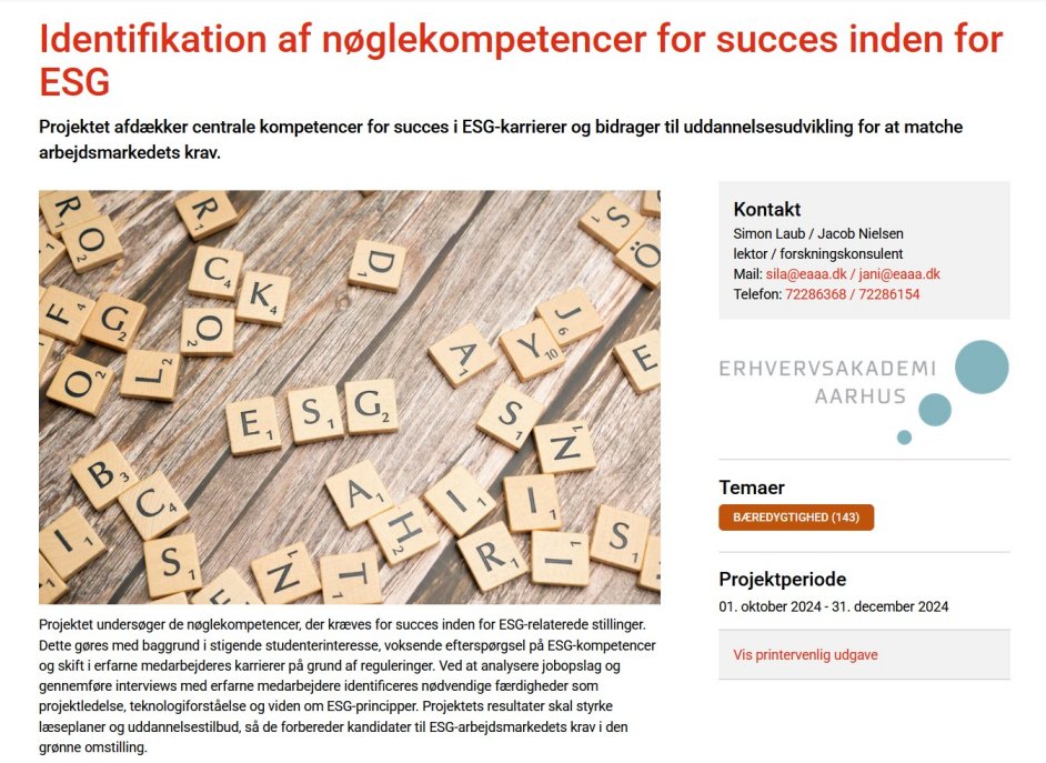 Vedr. succes inden for ESG-relaterede stillinger. Vedr. succes inden for ESG-relaterede stillinger.