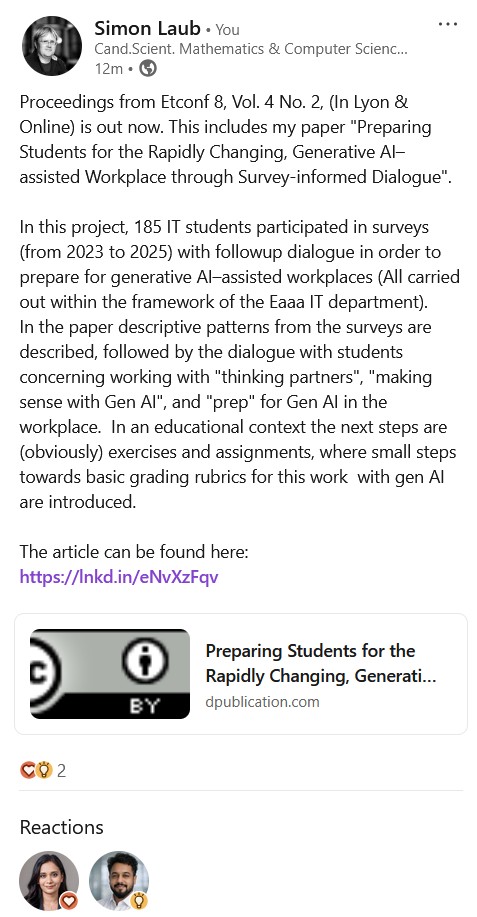 Linkedin post. Jan 2nd 2026. EtConf 2025. 17 - 19 October 2025. Lyon, France and online. Linkedin post. Jan 2nd 2026. EtConf 2025. 17 - 19 October 2025. Lyon, France and online.