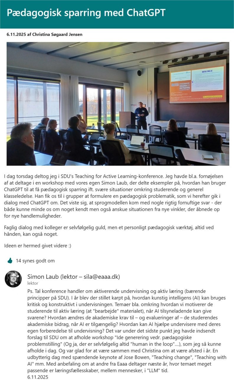 Eaaa intranet post about the TAL Workshop. Nov. 7th, 2025. Eaaa intranet post about the TAL Workshop. Nov. 7th, 2025.