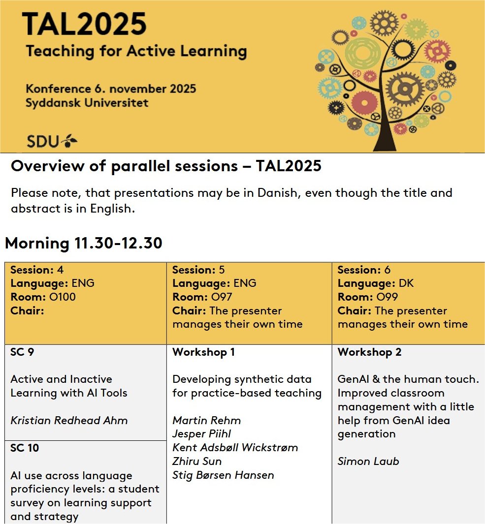 TAL Conference. SDU, Odense, 2025. November 6th. TAL Conference. SDU, Odense, 2025. November 6th.