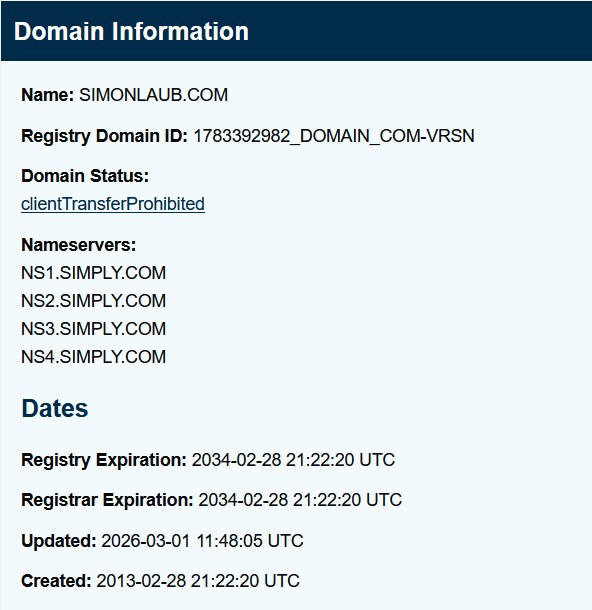 Website Info. February 2026.